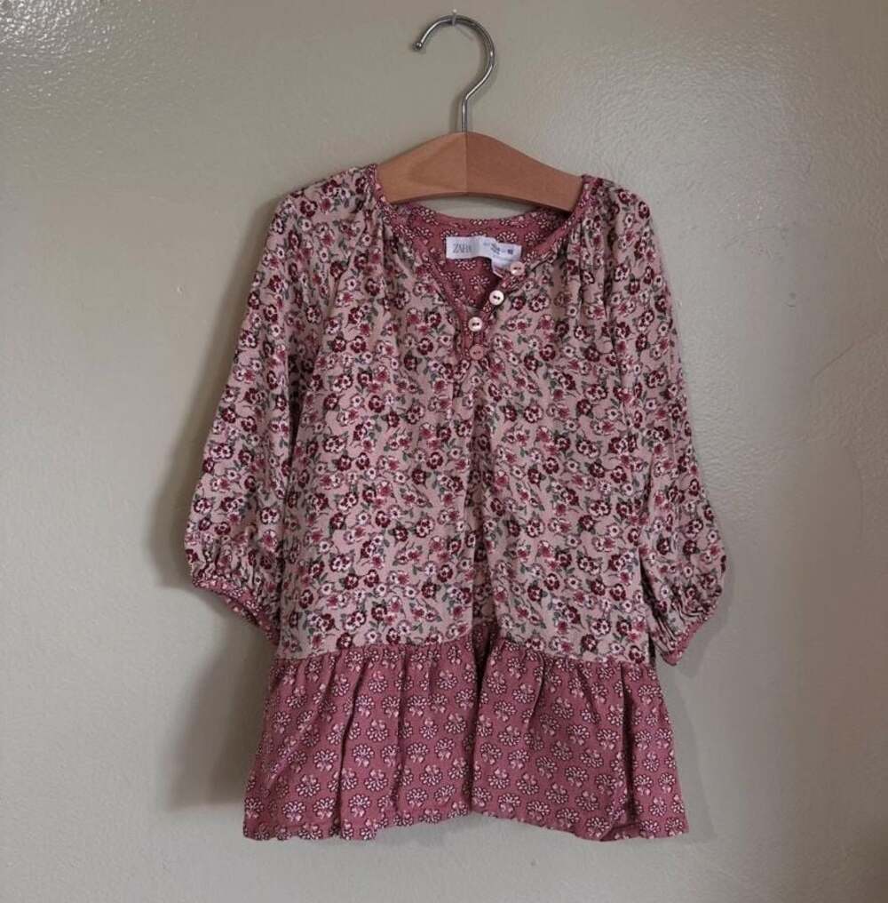 Zara Baby Floral Print Ruffle Hem Tunic Top, Size 18-24 Months